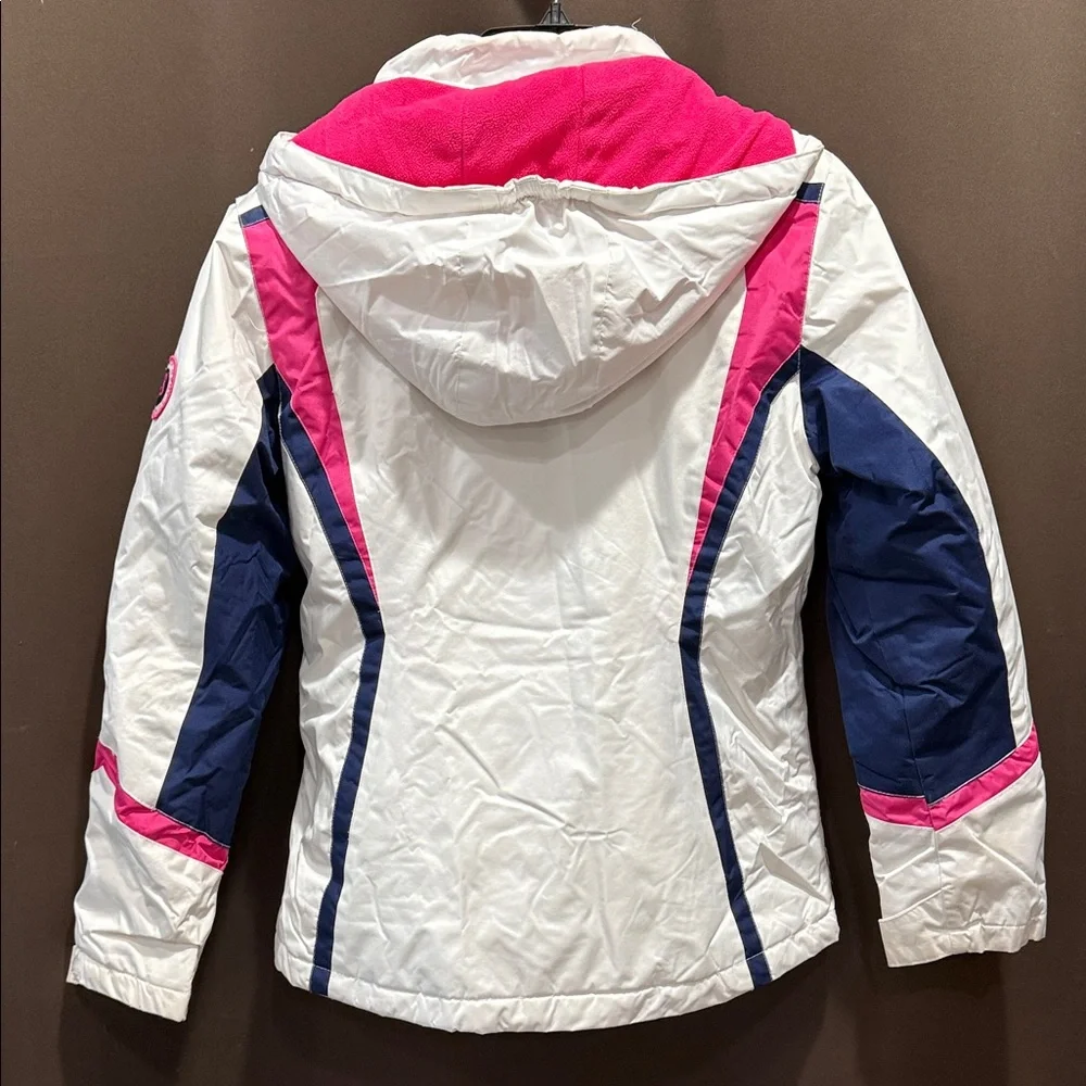 Weatherproof White and Pink Kids Raincoat with Navy Accents